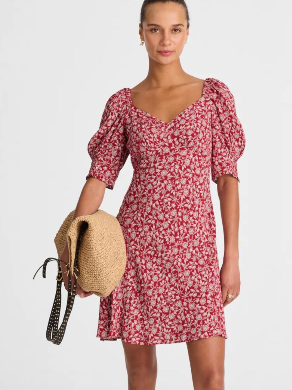 Madewell Puff-Sleeve Mini Dress in Floral